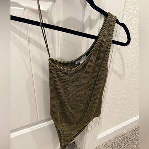 Top shop- green one shoulder bodysuit
